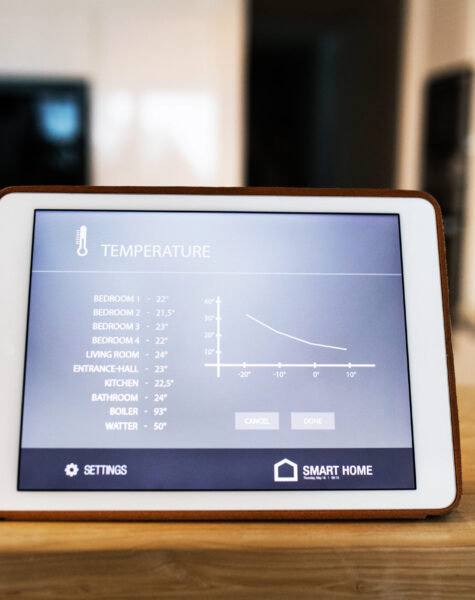 A tablet with smart home screen. A tablet with smart home control system.